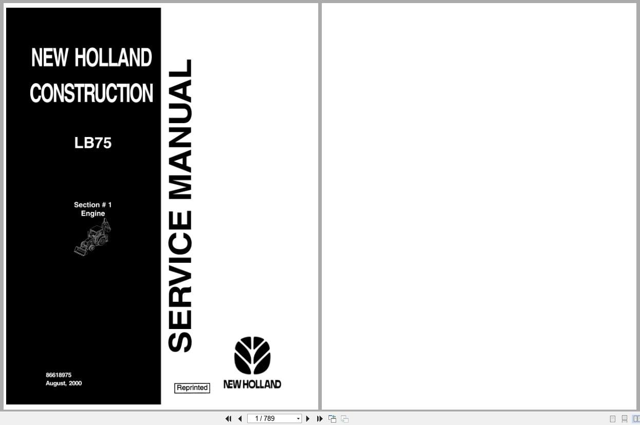 New Holland Backhoe Loader LB75 Service Manual 86618975 (1)