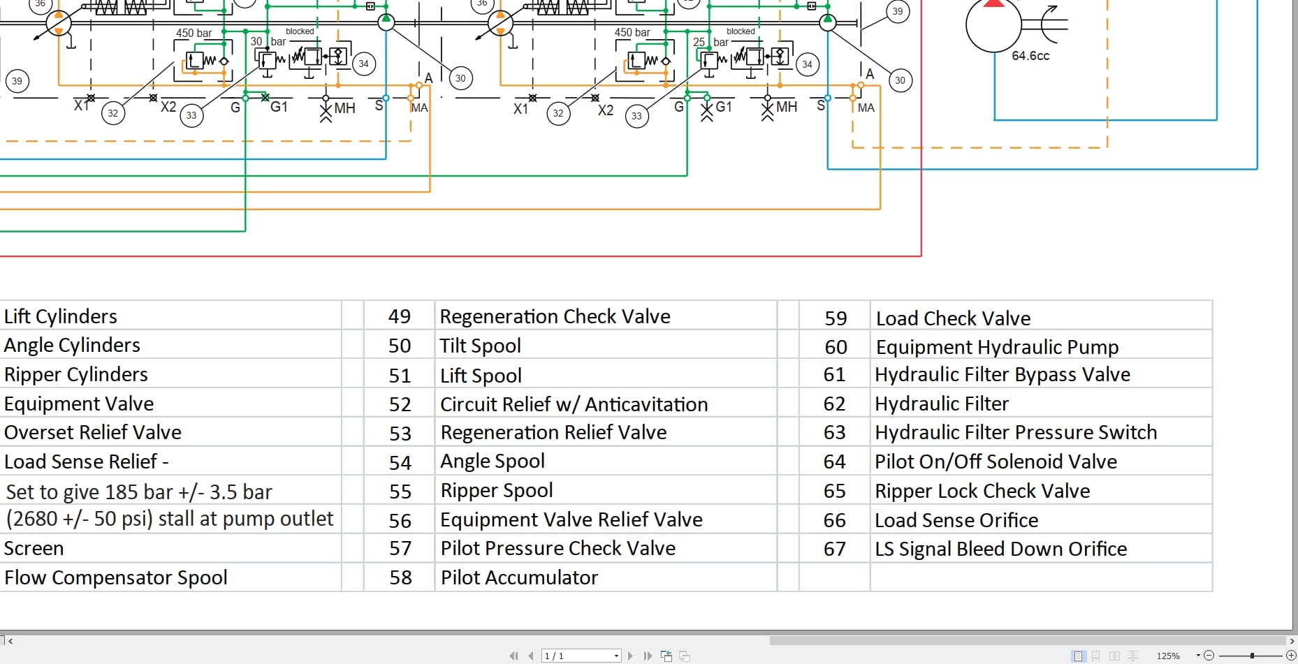New Holland Crawler Dozer D125C Tier 2 Hydraulic Schematic RAC47907885 (2)