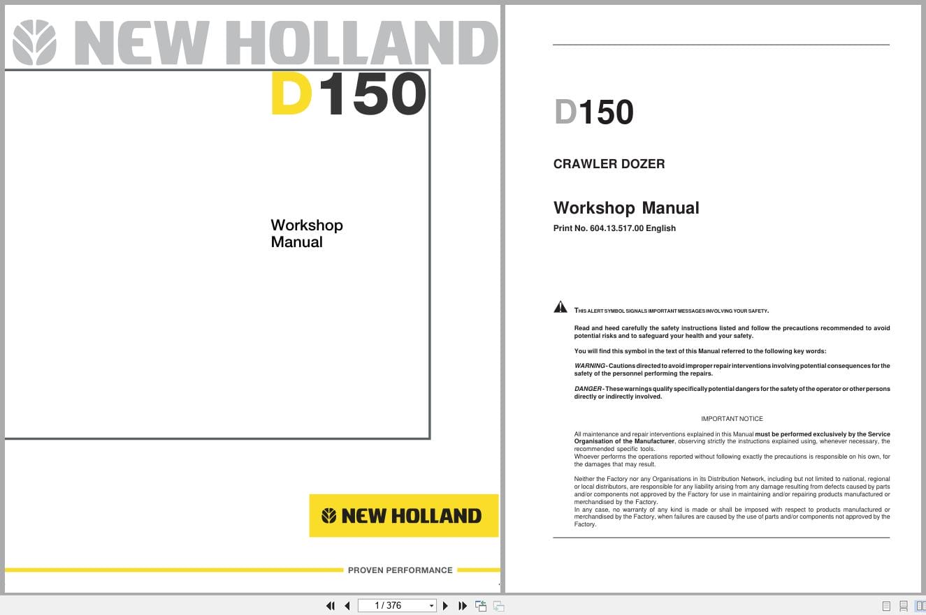 New Holland Crawler Dozer D150 Workshop Manual 60413517 (1)