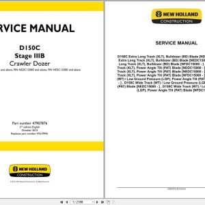New Holland Crawler Dozer D150C Stage IIIB Service Manual 47907876 (1)