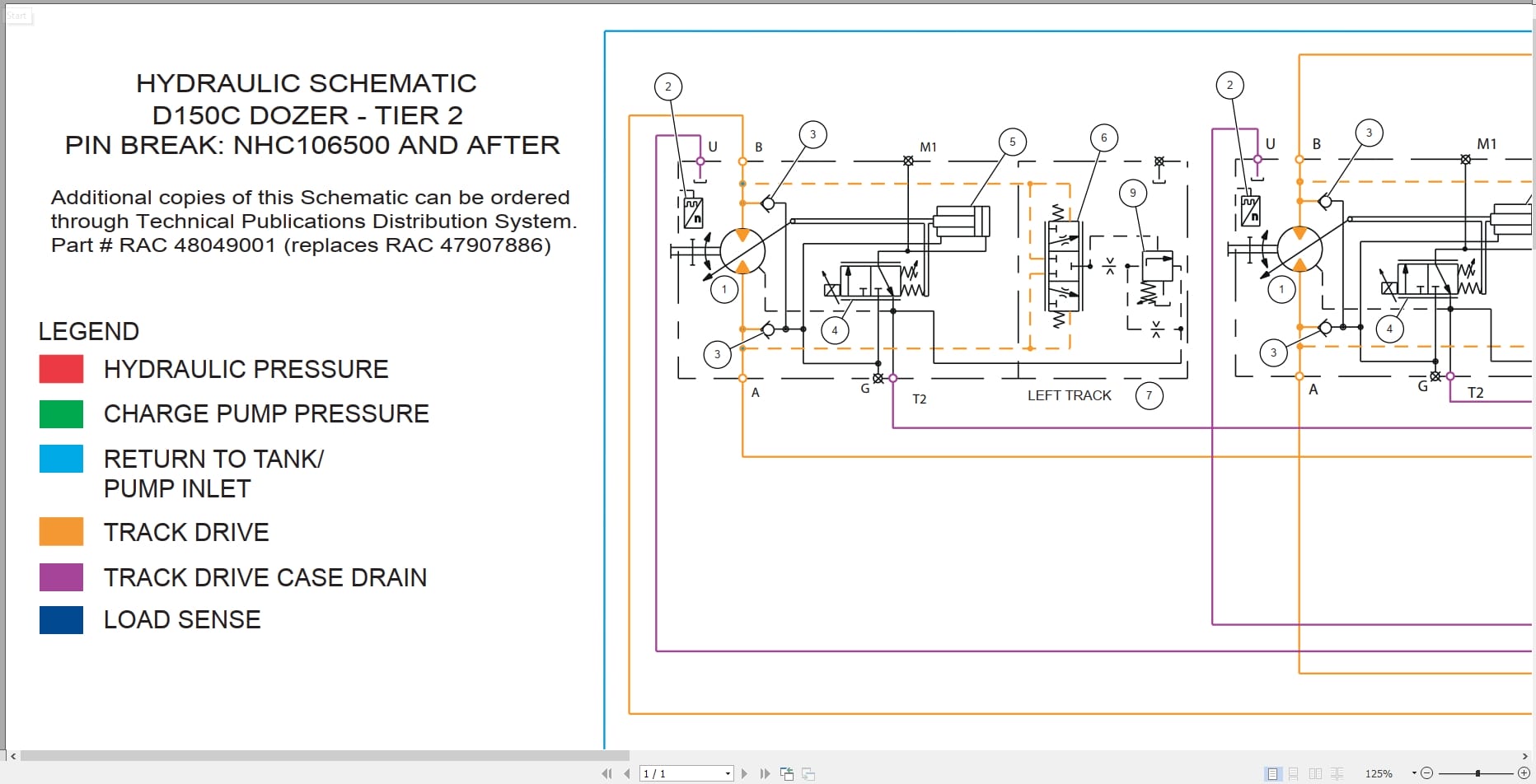 New Holland Crawler Dozer D150C Tier 2 Hydraulic Schematic RAC47907886 (1)