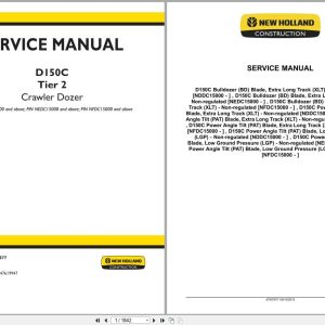 New Holland Crawler Dozer D150C Tier 2 Service Manual 47907877 (1)