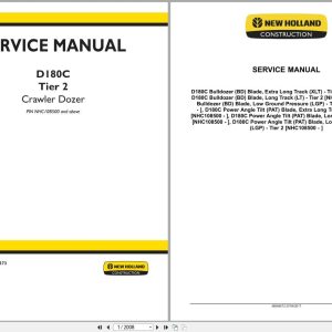 New Holland Crawler Dozer D180C Tier 2 Service Manual 48048573 (1)