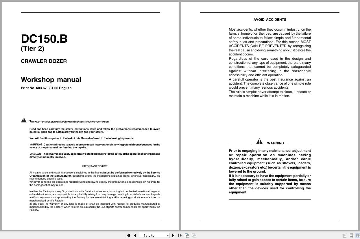 New Holland Crawler Dozer DC150.B Tier 2 Workshop Manual 6036708100 (1)