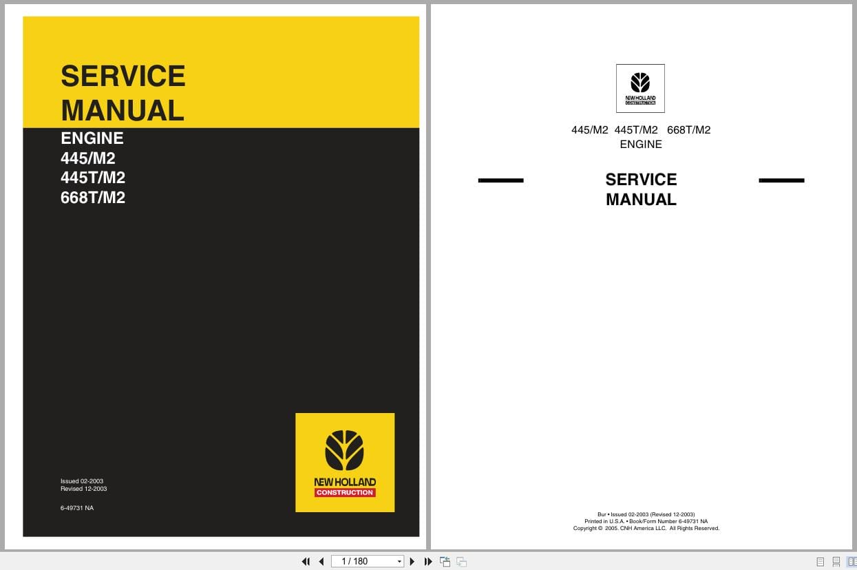 New Holland Engine 445M2 445TM2 668TM2 Service Manual 6 49731NA (1)