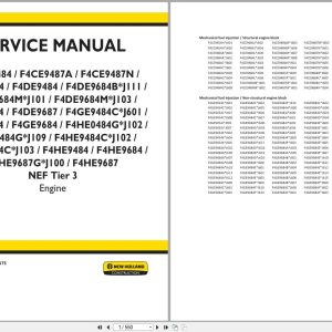 New Holland Engine F4CE9484 to F4HE9687 NEF Tier 3 Service Manual 47597675 (1)
