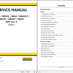New Holland Engine N843H to N844 ISM Tier 3 Service Manual 47632248 (1)