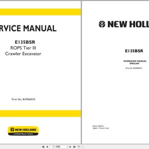 New Holland Excavator E135BSR ROPS Tier III Service Manual 84396007A (1)