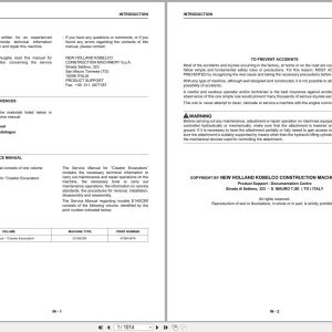 New Holland Excavator E140CSR Service Manual 47381457A (1)