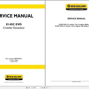 New Holland Excavator E145C EVO Service Manual 48024947A (1)