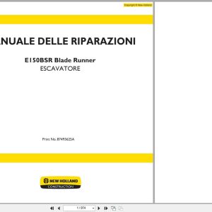 New Holland Excavator E150BSR Blade Runner Repair Manual 87493625A (1)