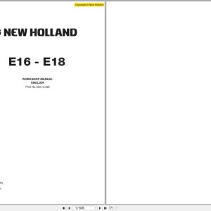 New Holland Excavator E16 E18 Workshop Manual 60413396 (1)