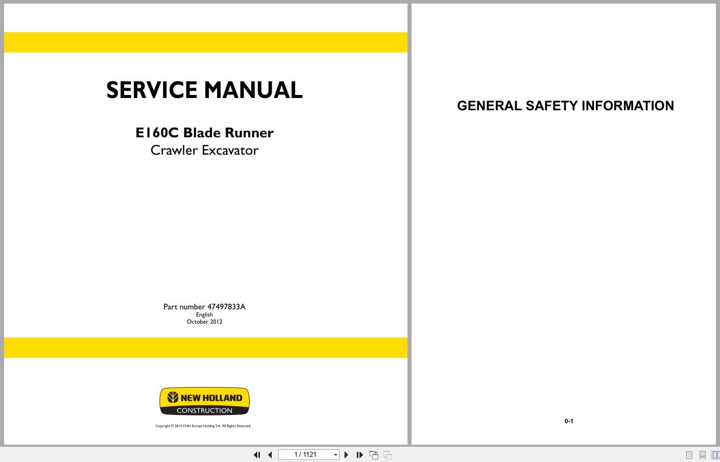 New Holland Excavator E160C Service Manual 47497833A (1)