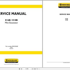 New Holland Excavator E16B E18B Service Manual 84533365B (1)