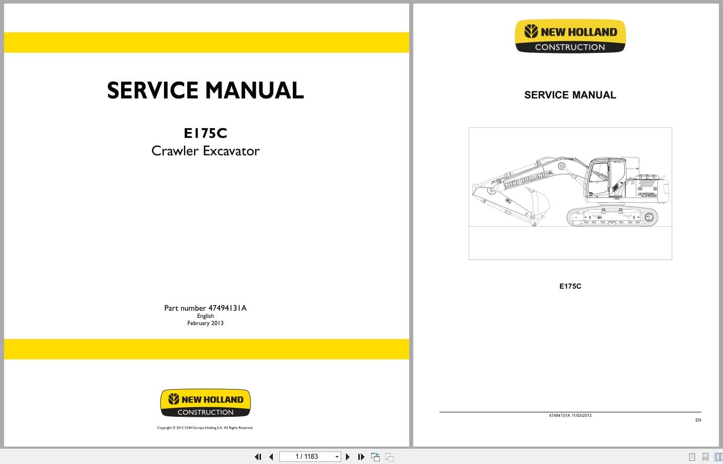 New Holland Excavator E175C Service Manual 47494131A (1)