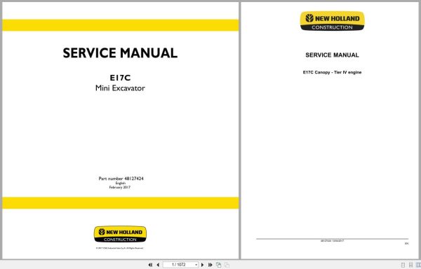 New Holland Excavator E17C Service Manual 48127424 (1) New Holland Excavator E17C Service Manual 48127424 (1)
