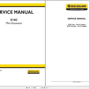 New Holland Excavator E18C Service Manual 48139720 (1)