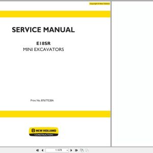 New Holland Excavator E18SR Service Manual 87677528A (1)