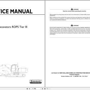 New Holland Excavator E215B E245B ROPS Tier III Service Manual 84392396A (1)