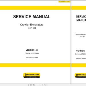 New Holland Excavator E215B Service Manual 87495894A (1)