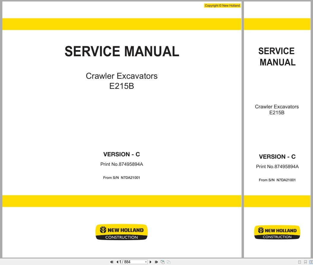 New Holland Excavator E215B Service Manual 87495894A (1)
