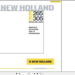 New Holland Excavator E265 E305 Tier 3 Workshop Manual 60413674 (1)