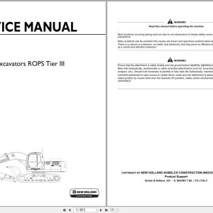 New Holland Excavator E265B E305B ROPS Tier III Service Manual 84392423A (1)