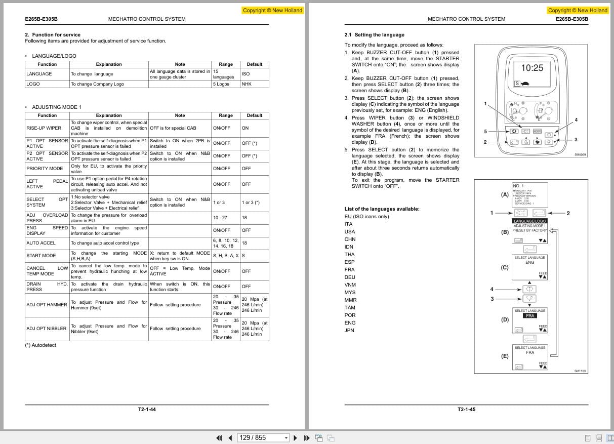 New Holland Excavator E265B E305B Workshop Manual 87746510A (2)