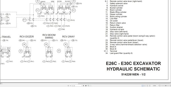 New Holland Excavator E26C E30C Hydraulic Schematic 51422616EN (1) New Holland Excavator E26C E30C Hydraulic Schematic 51422616En (1)