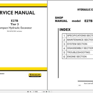 New Holland Excavator E27B Tier 3 Service Manual S5HD0003E01 (1)