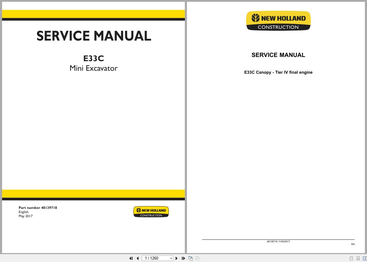 New Holland Excavator E33C Service Manual 48139718 (1)