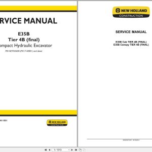 New Holland Excavator E35B Tier 4B Service Manual S5HX0011E01 (1)