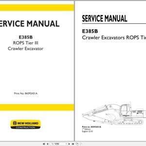 New Holland Excavator E385B ROPS Tier III Service Manual 84392431A (1)