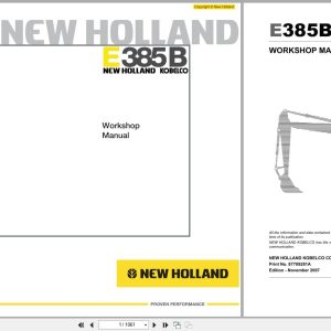 New Holland Excavator E385B Workshop Manual 87709281A (1)