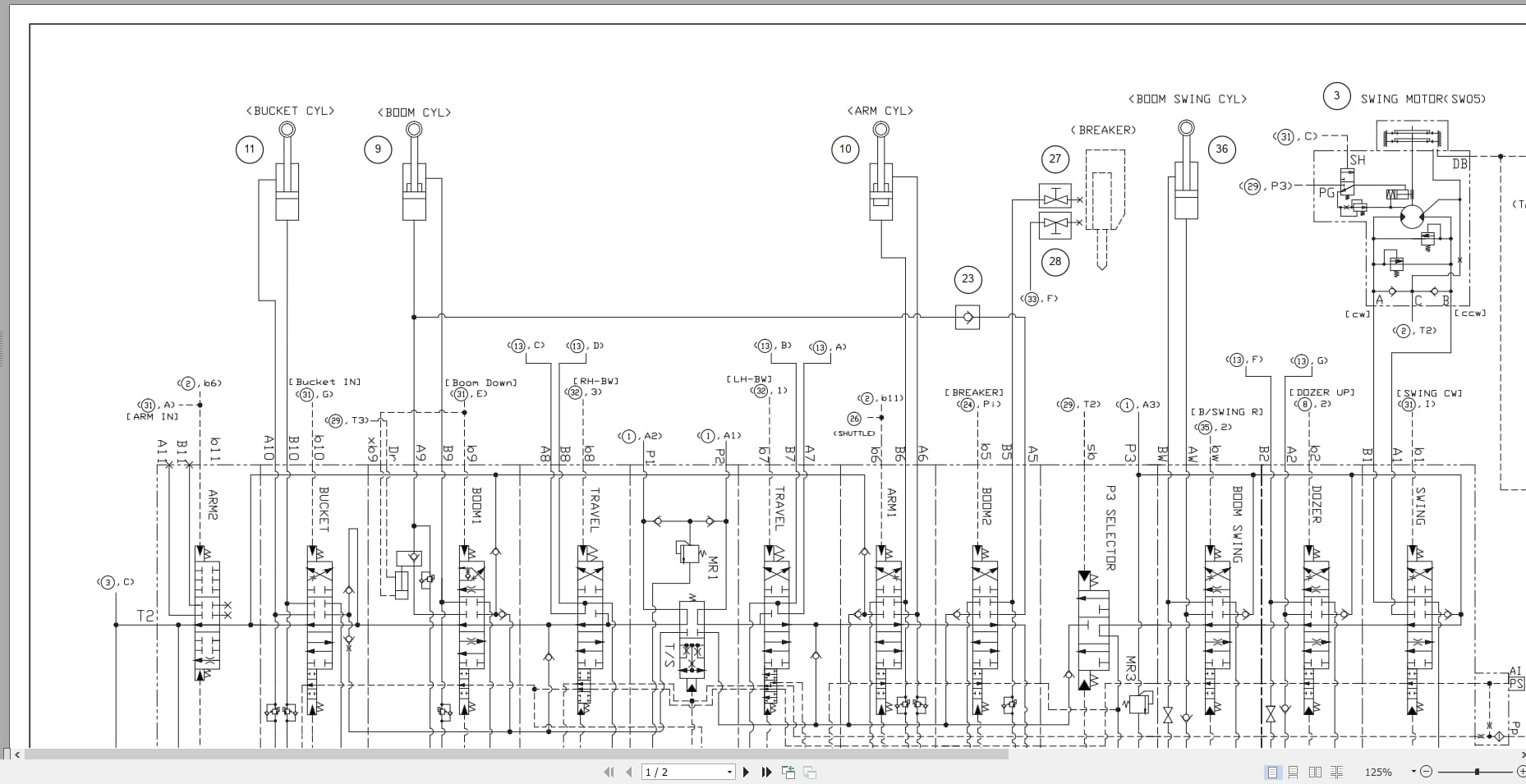 New Holland Excavator E60C Hydraulic Schematic 51452141EN (2)