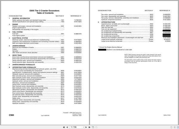 New Holland Excavator E805 Tier 3 Service Manual 84366526 (1)