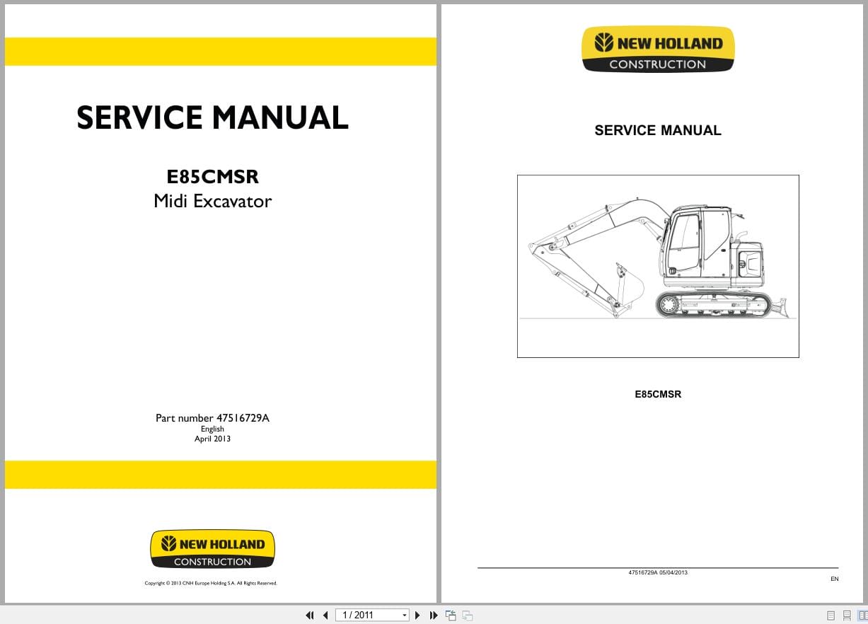 New Holland Excavator E85CMSR Service Manual 47516729A (1)