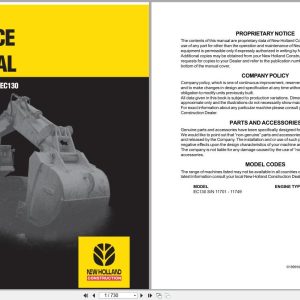 New Holland Excavator EC130 Service Manual 73179380 (1)