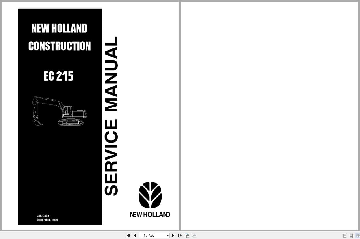 New Holland Excavator EC215 Service Manual 73179384 (1)