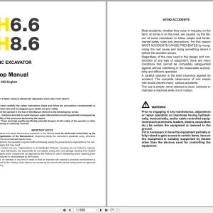 New Holland Excavator MH6.6 MH8.6 Workshop Manual 60413562 (1)