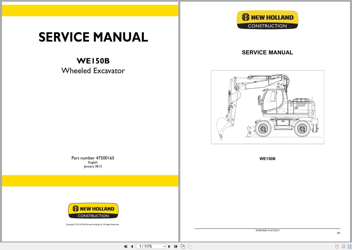 New Holland Excavator WE150B Service Manual 47500165A (1)