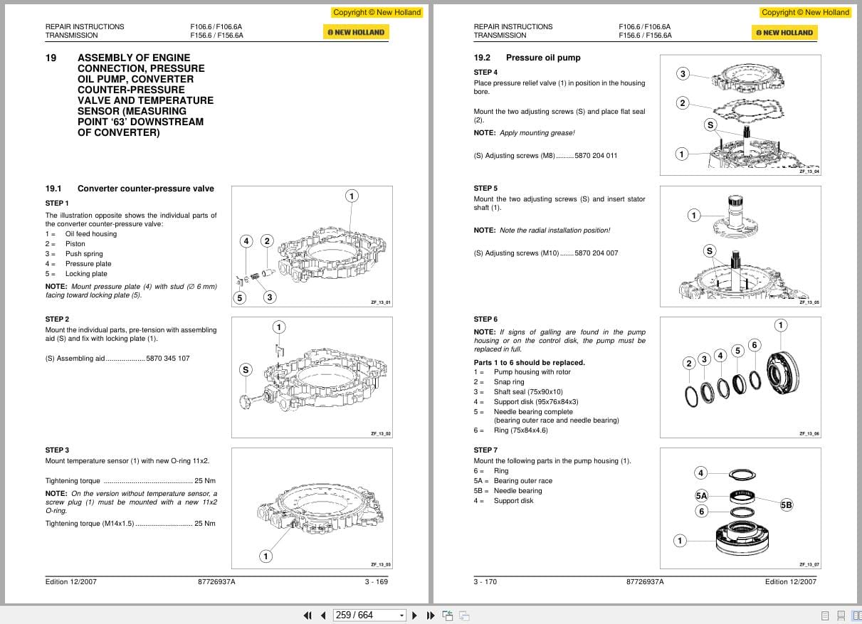 New Holland Grader F106.6 to F156.6A Service Manual 87726937A (2)