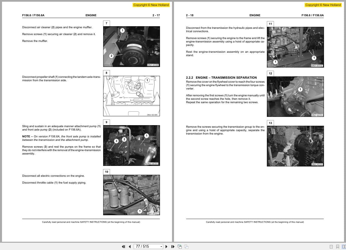 New Holland Grader F156.6 F156.6A Workshop Manual 60413572 (2)