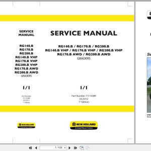 New Holland Grader RG140.B to RG200.BAWD Service Manual 71114389 (1)