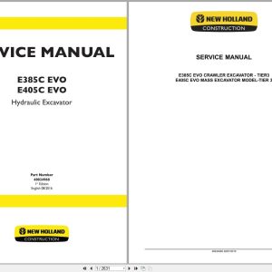 New Holland Hydraulic Excavator E385C EVO E405 EVO Service Manual 48024968 (1)