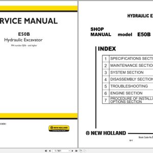 New Holland Hydraulic Excavator E50B Service Manual S5PJ0033E01 (1)