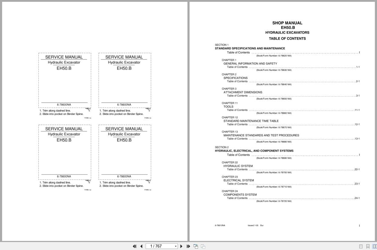 New Holland Hydraulic Excavator EH50.B Shop Manual 6 78600NAR0 (1)