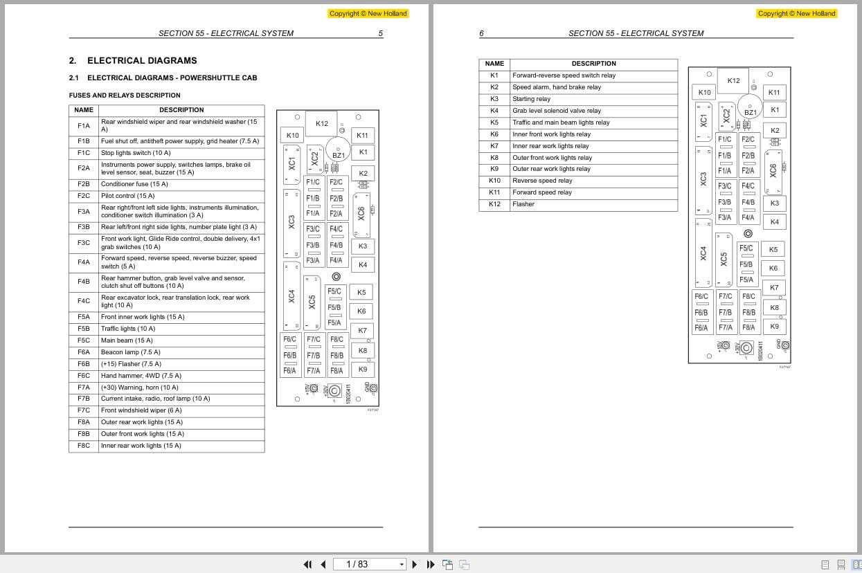 New Holland Loader Backhoe LB110.B Electrical Schematic (1)