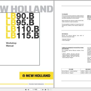 New Holland Loader Backhoe LB90.B to LB115.B Workshop Manual 60413547 (1)