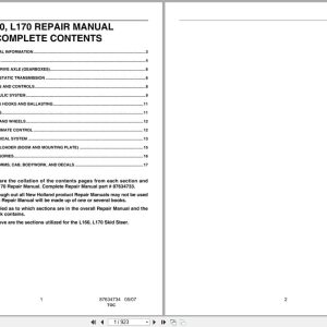 New Holland Loader L160 L170 Repair Manual 87634733NA (1)